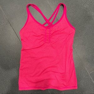 Ideology racerback tank top in hot pink stripes sz medium